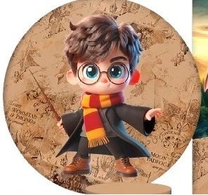 Harry Portter Cute 3D Painel Redondo 150Cm - FOCUSEVENTOSJATAI