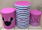 Minie Rosa Listrado Preto Branco Cilindro Redondo Pmg - imagem 1