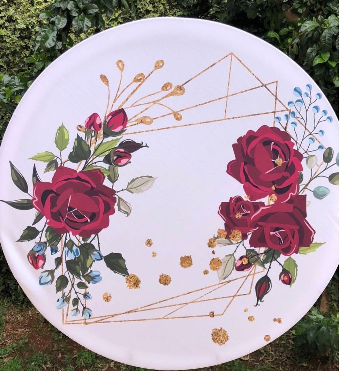 Floral Rosas Marsala Painel Redondo 150Cm - FOCUSEVENTOSJATAI