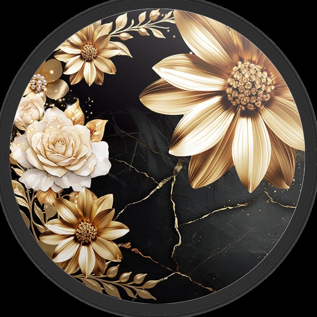 Floral Margarida Dourado Painel Redondo 150Cm - FOCUSEVENTOSJATAI