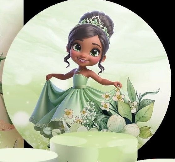 Princesa E O Sapo 3D Tiana Naveen Painel Redondo 150Cm - FOCUSEVENTOSJATAI