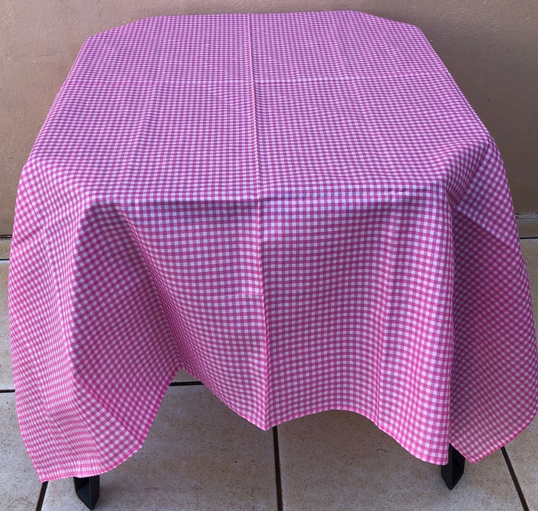 Forro Quadrado Xadrez Rosa Escuro Poliester 140X140Cm - FOCUSEVENTOSJATAI