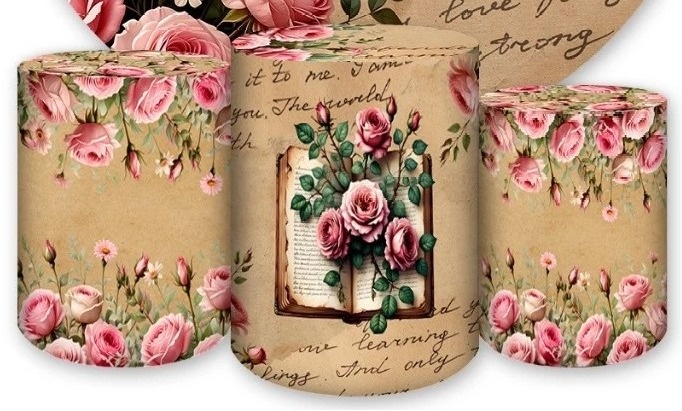 Cartas de Amor Floral Rosas Cilindro Redondo Pmg - FOCUSEVENTOSJATAI