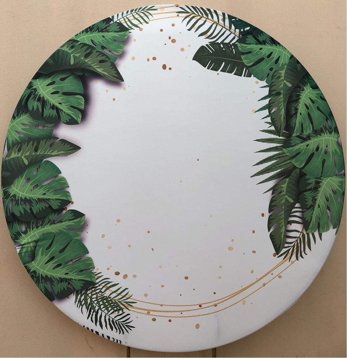 Folhagem Costela de Adao Branco E Verde Painel Redondo 150Cm - FOCUSEVENTOSJATAI