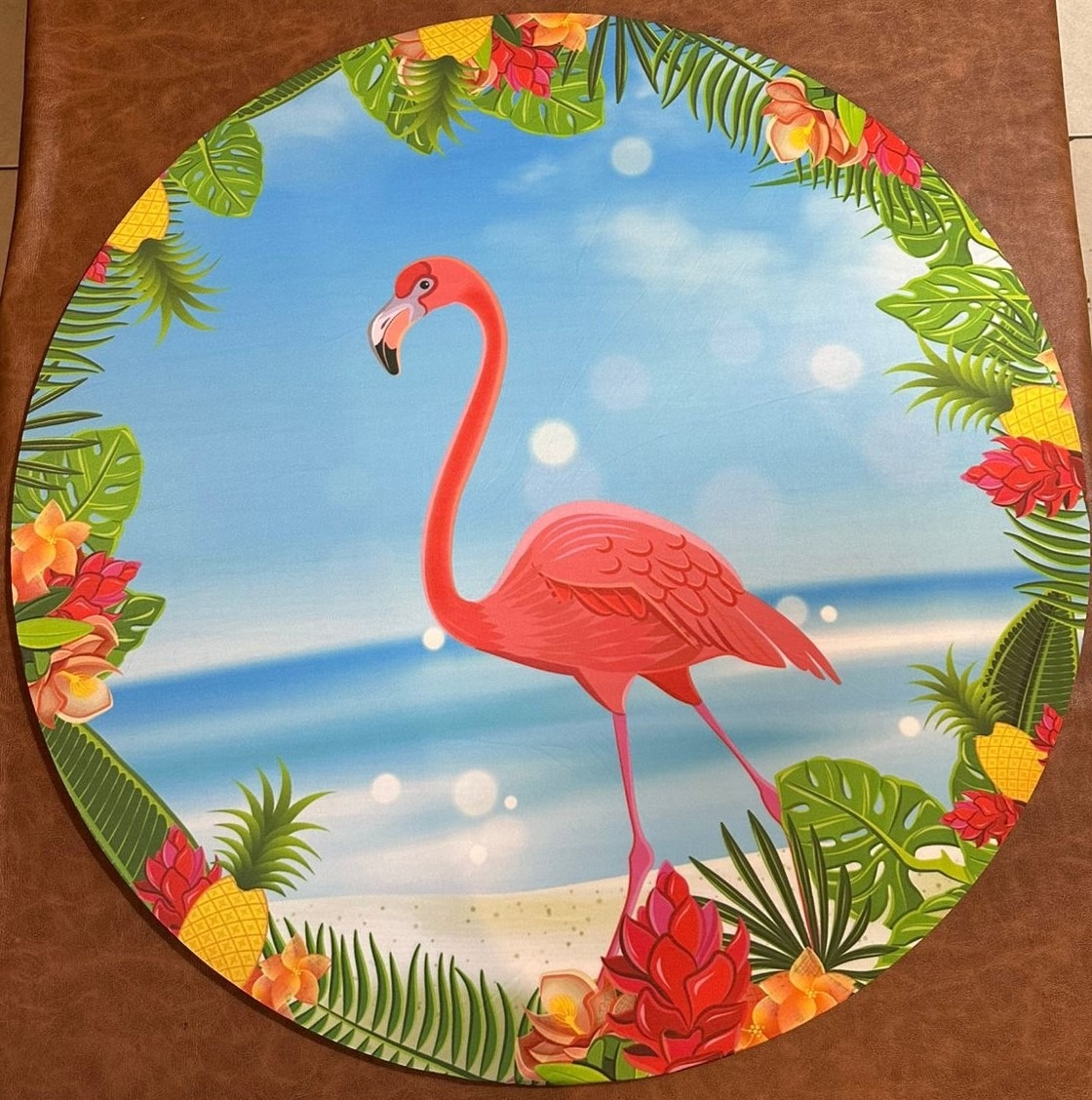 Flamingo Mar Azul Painel Redondo 100Cm - FOCUSEVENTOSJATAI