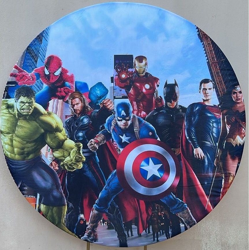 Vingadores E Marvel Super Herois 8X1 Painel Redondo 150Cm - FOCUSEVENTOSJATAI