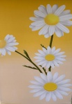 Amarelo Fogo Fundo Margaridas Branca 4 Flores - Painel Retangular 220X150Cms - imagem 2