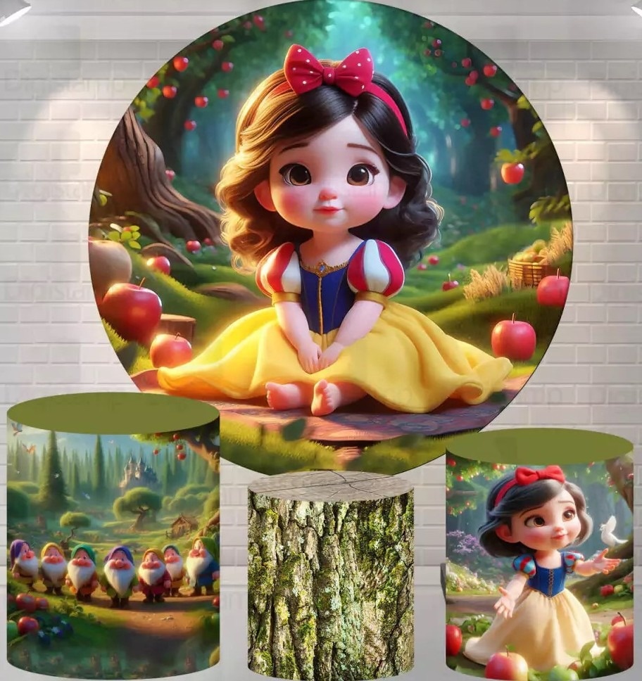 Branca de Neve 3D Baby Pomar de Maças Cilindro Redondo Pmg - FOCUSEVENTOSJATAI
