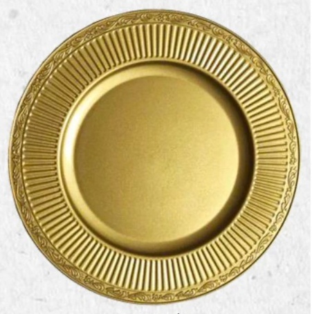 Sousplat Dourado Plissado Rafimex Redondo 33Cm - FOCUSEVENTOSJATAI