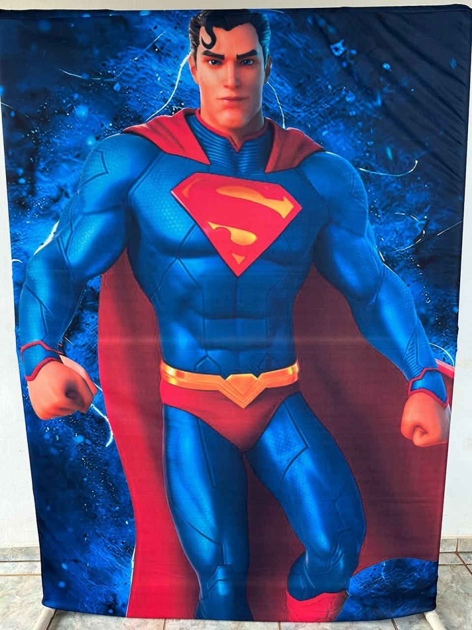 Super Man 3D Fundo Azul Marinho Fundo Azul Marinho Painel Retangular 220X150Cm - FOCUSEVENTOSJATAI