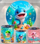 Baby Shark 3D Fundo Do Mar Painel Redondo 150Cm - imagem 1