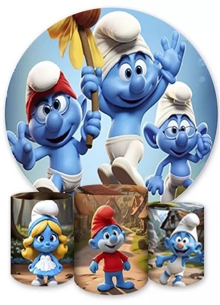 Smurfs 3D Painel Redondo 150Cm - FOCUSEVENTOSJATAI