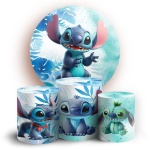 Lillo Stitch Floral Azul E Verde Cilindro Redondo Pmg - imagem 2