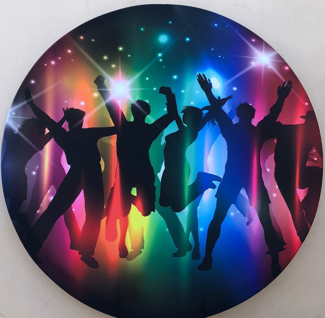 Balada Neon Dançarinos Sombra Negro Painel Redondo150Cm - FOCUSEVENTOSJATAI