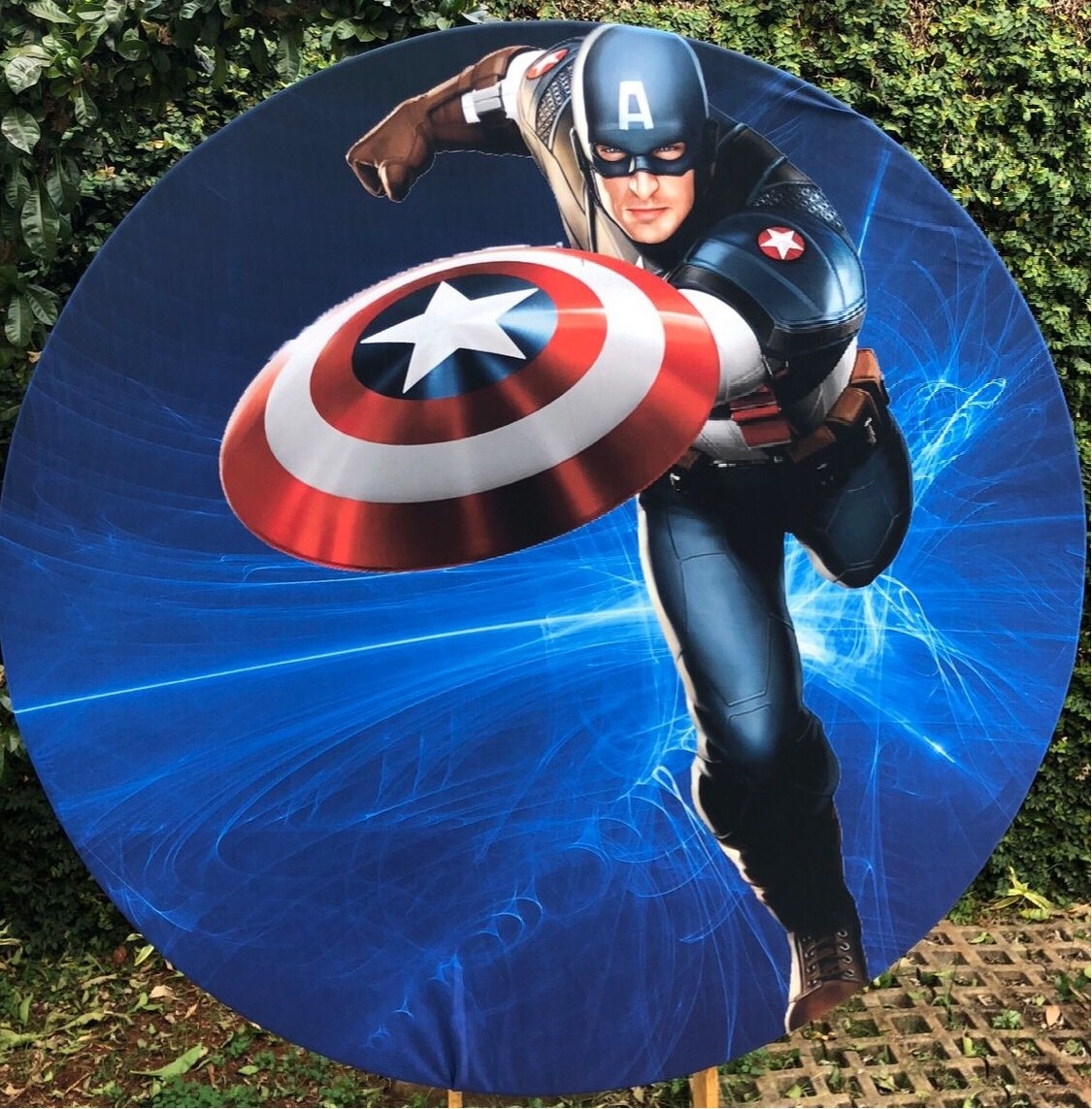 Capitão America Fundo Laser Azul Painel Red150Cms - FOCUSEVENTOSJATAI