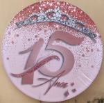 15 Anos Rosa Coroa Prata Diamante - Painel Redondo 150Cms - imagem 2