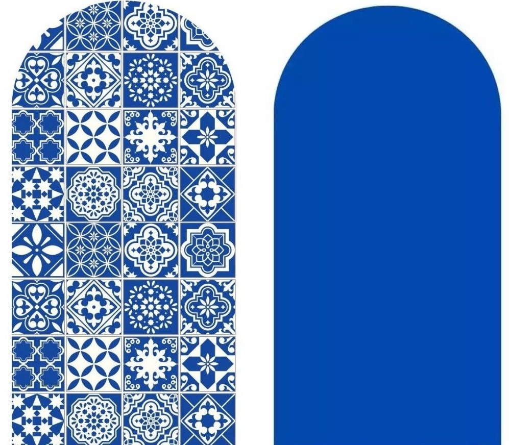 Azulejos Portugues Azul E Branco Painel Romano 200X100Cm - Fundo Azul Royal - FOCUSEVENTOSJATAI