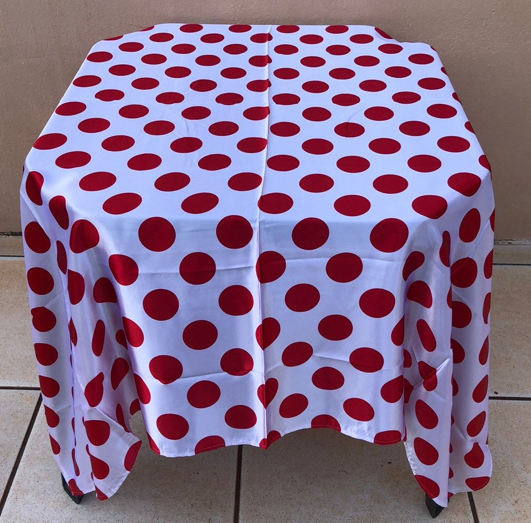 Forro Quadrado Bolado Vermelho Bola Branca Cetim 140X140Cm - FOCUSEVENTOSJATAI