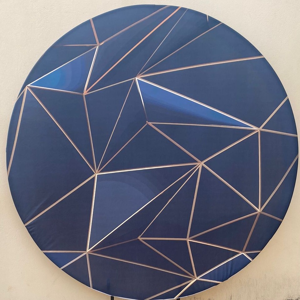 Azul Marinho Triangulos Painel Redondo 150Mts - FOCUSEVENTOSJATAI