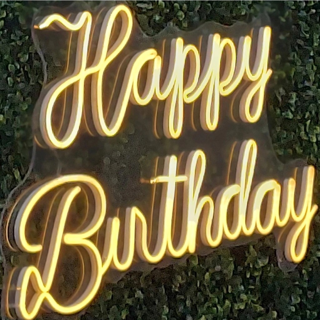 Led Happy Birthday Branco Quente 60X40Cms - FOCUSEVENTOSJATAI