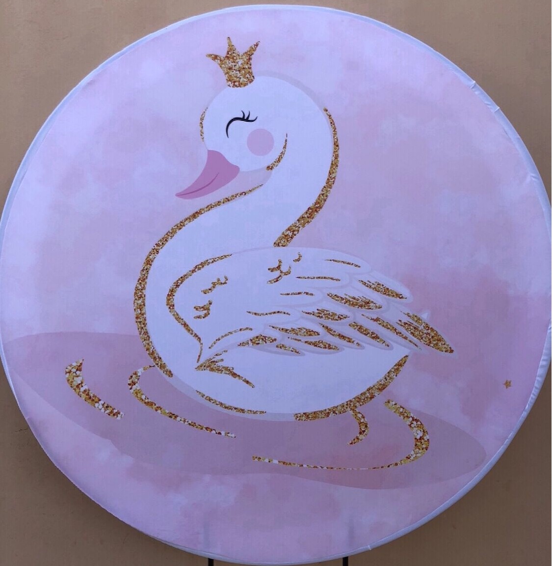 Cisne Rosa E Dourado Painel Redondo 150Cm - FOCUSEVENTOSJATAI