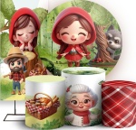 Chapeuzinho Vermelho 3D Vovó E Cesta Painel Redondo 150Cm - imagem 2