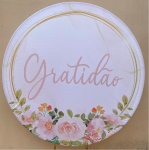 Gratidão Floral Rosa Painel Redondo 150Cm - imagem 1