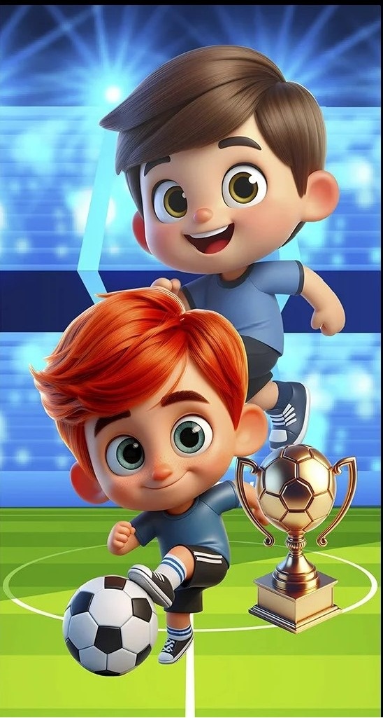 Futebol 3D Jogador Branquinho E Ruivinho Fundo Verde Oliva Painel Retangular 220X150Cm - FOCUSEVENTOSJATAI