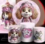 Patrulha Canina Skye 3D Rosa Painel Retangular 200X100Cm - imagem 2