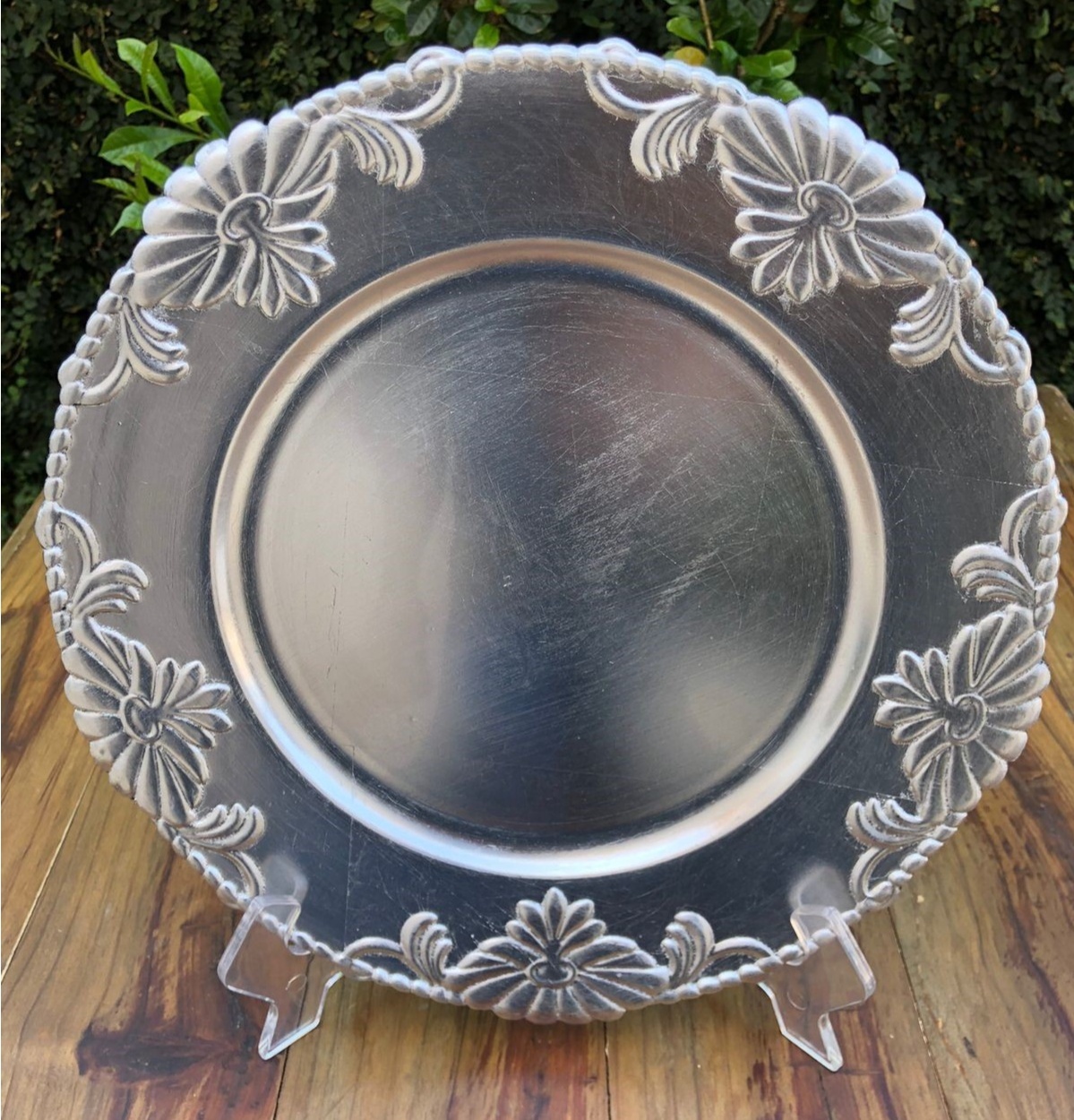Sousplat Prata Floral Redondo 33Cm - FOCUSEVENTOSJATAI
