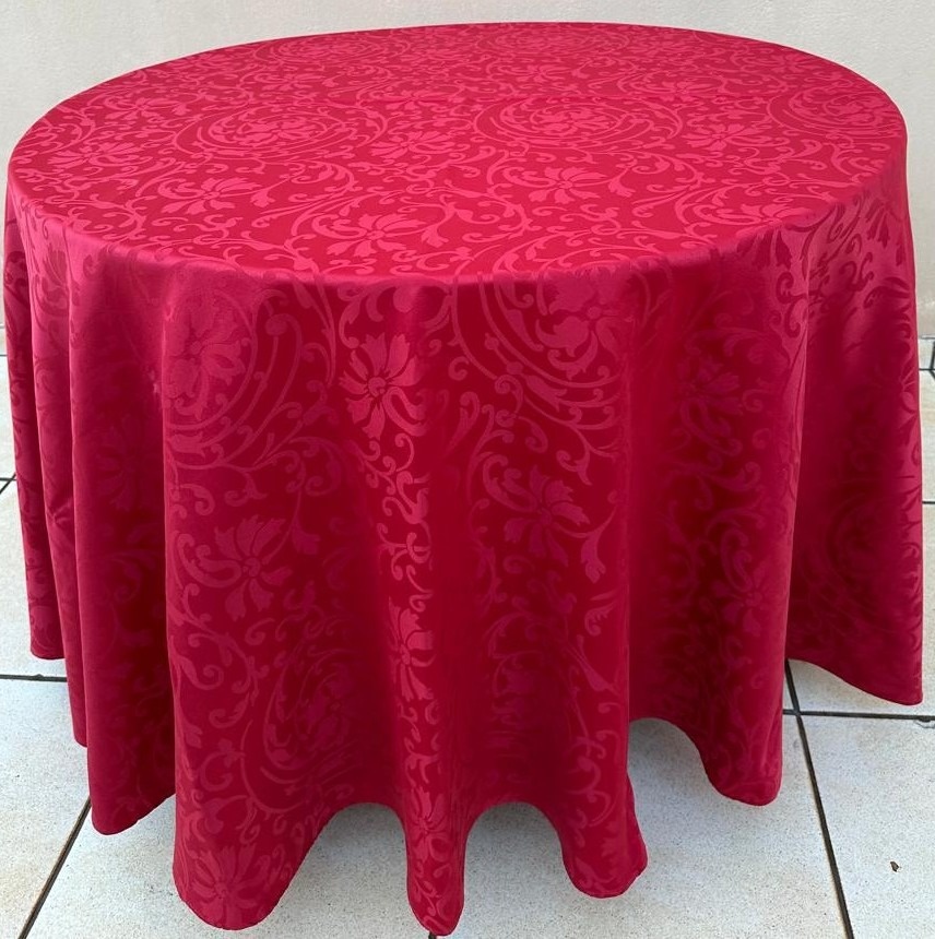 Forro Redondo Vermelho Arabesco Adamascado Tp06 - FOCUSEVENTOSJATAI