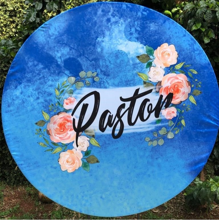 Pastor Fundo Azul Painel Redondo 150Cm - FOCUSEVENTOSJATAI