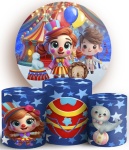 Circo 3D Estrela Azul Painel Redondo 150Cm - imagem 1
