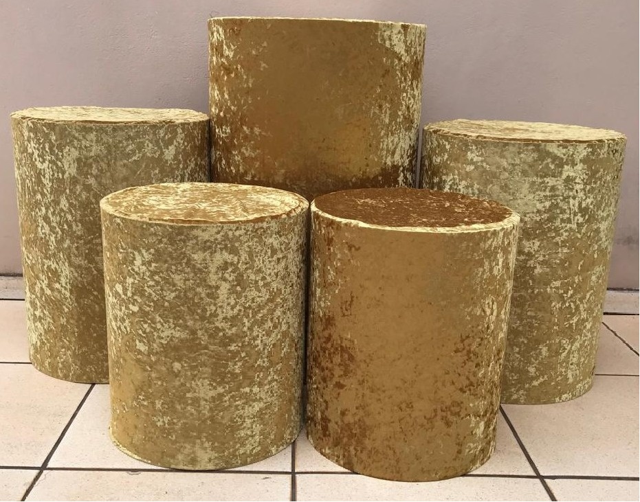 Dourado Veludo Cilindro Redondo 2P2M1G - FOCUSEVENTOSJATAI