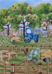 Fazendinha Azul Trator E Caminhao Painel Retangular 220X150Cm - imagem 1