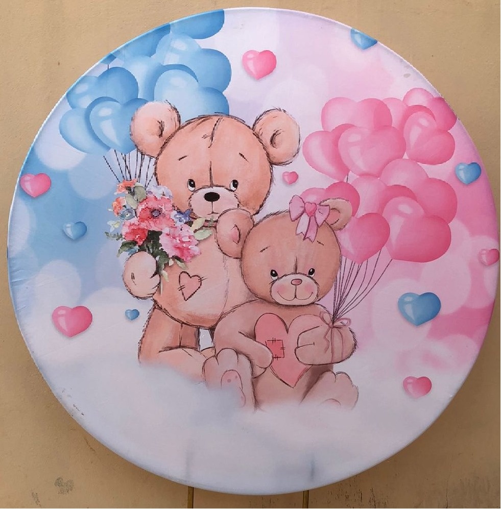 Chá Revelação Ursinho Na Nuvem Balões Azul E Rosa Painel Redondo 150Cm - FOCUSEVENTOSJATAI