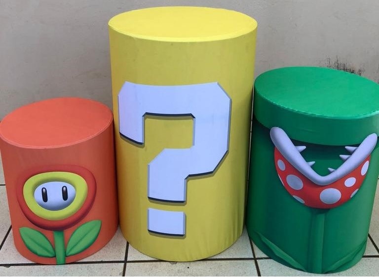 Super Marios Interrogação Cilindro Redondo Pmg - FOCUSEVENTOSJATAI