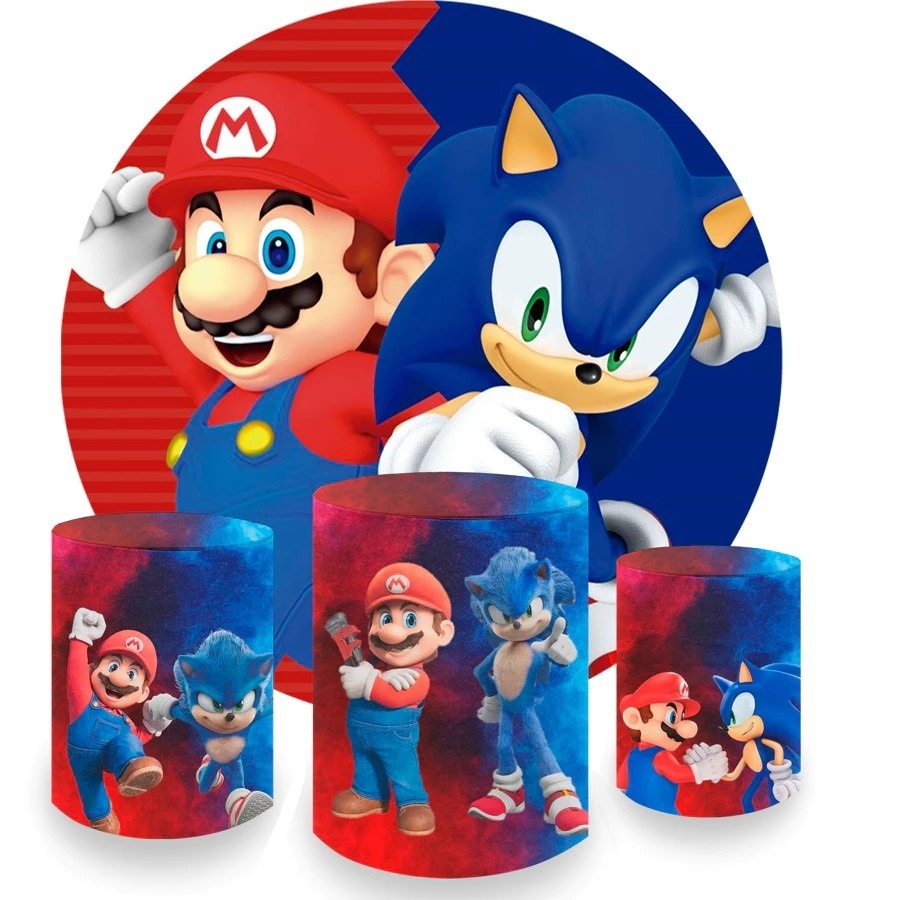 Super Marios E Sonic Painel Redondo 150Cm - FOCUSEVENTOSJATAI