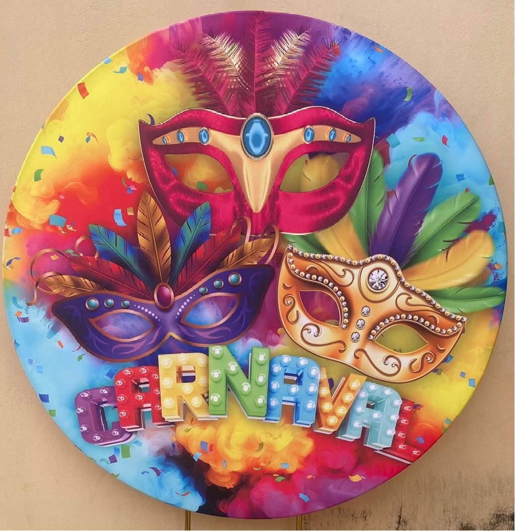 Carnaval Mascara Coloridas Painel Redondo 150Cm - FOCUSEVENTOSJATAI