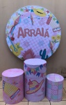 Festa Junino Arraia Xadrez Rosa Painel Redondo 150Cm - imagem 2
