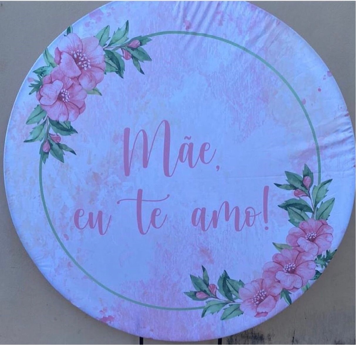 Mãe Marmorizado Floral Rosa Painel Redondo 150Cm - FOCUSEVENTOSJATAI