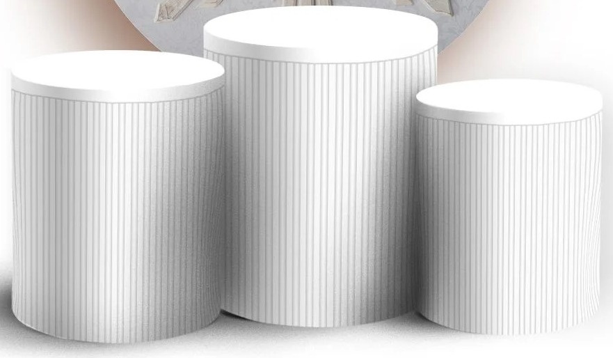 Batizado Ripado Branco Cilindro Redondo Pmg - FOCUSEVENTOSJATAI