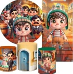 Chaves 3D Cute Painel Retangular 200X100Cms Fundo Marron Caramelo - imagem 2