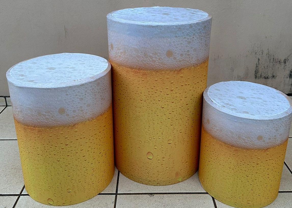 Boteco 3 Copos de Cerveja - 0Cilindro Redondo Pmg - FOCUSEVENTOSJATAI
