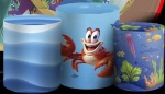 Pequena Sereia Ariel 3D Mar Azul Cilindro Redondo Pmg - imagem 1