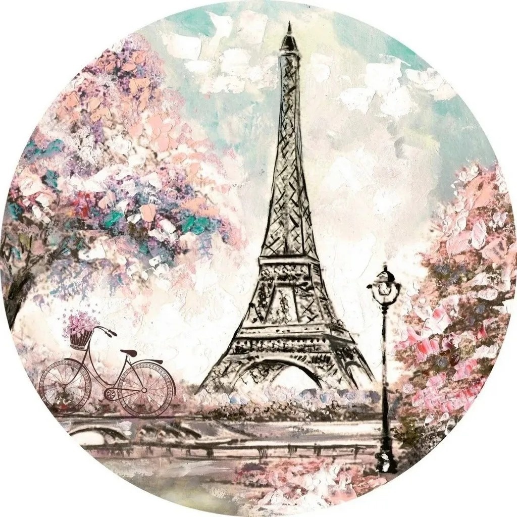 Torre Eiffel Paris Aquarela Painel Redondo 150Cm - FOCUSEVENTOSJATAI
