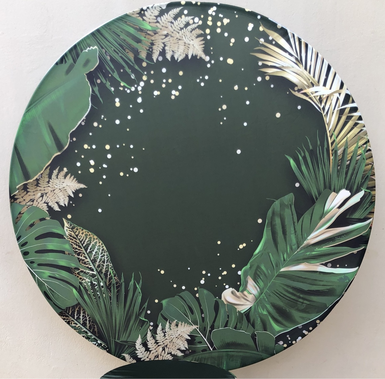 Folhagem Costela de Adao Verde E Dourado Painel Redondo 150Cm - FOCUSEVENTOSJATAI