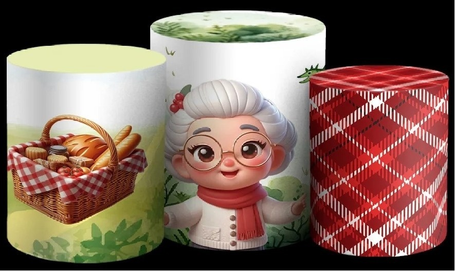 Chapeuzinho Vermelho 3D Vovó E Cesta Cilindro Redondo Pmg - FOCUSEVENTOSJATAI