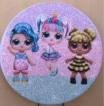 Lol Glitter Azul Lilás E Rosa Painel Redondo 150Cm - imagem 1