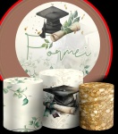 Formatura Formei Verde Dourado Painel Cilindro Redondo Pmg - imagem 2